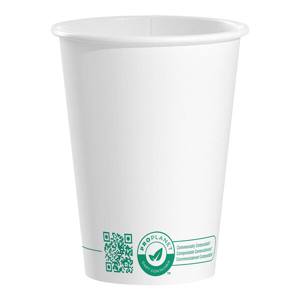 Solo ProPlanet 12 oz. White Compostable Single Wall PLA Paper Hot Cup - 50/Pack