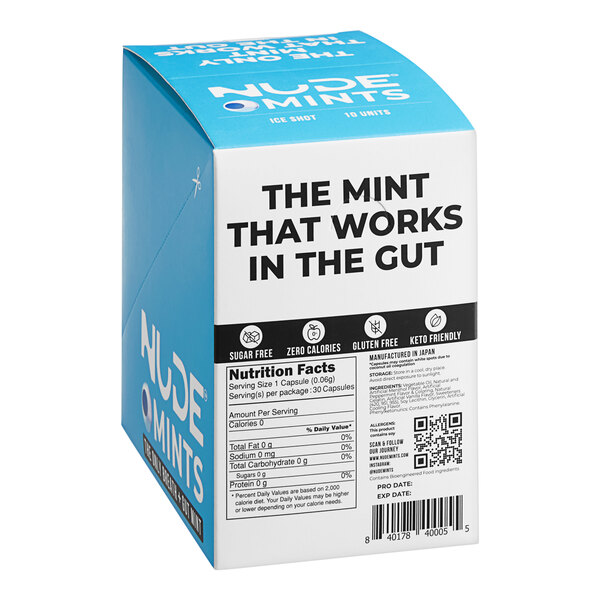 NUDE Mints Ice Shot Peppermint Breath Mint 30Piece Pack 10/Box