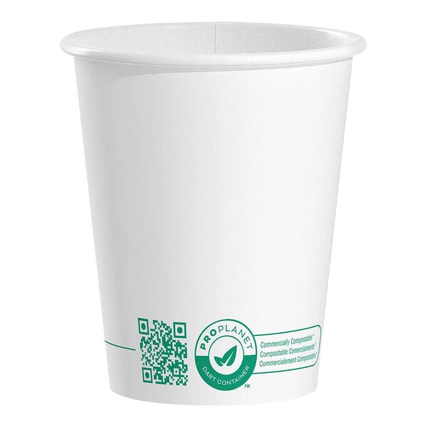 Solo ProPlanet 10 oz. White Compostable Single Wall PLA Paper Hot Cup - 1000/Case
