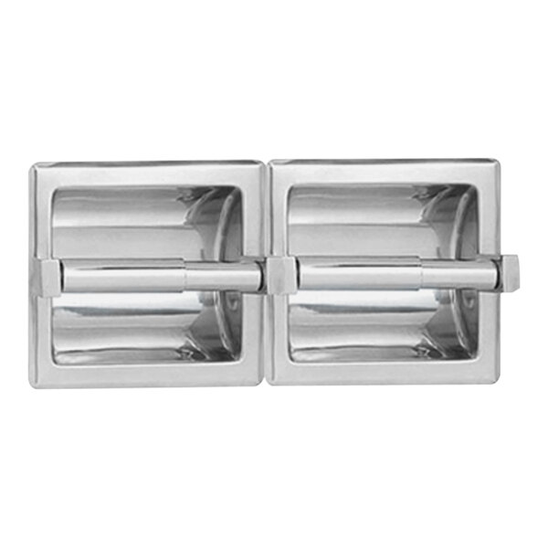 American Specialties, Inc. 10-74022-B Bright Stainless Steel Recessed Double Roll Toilet Tissue Holder
