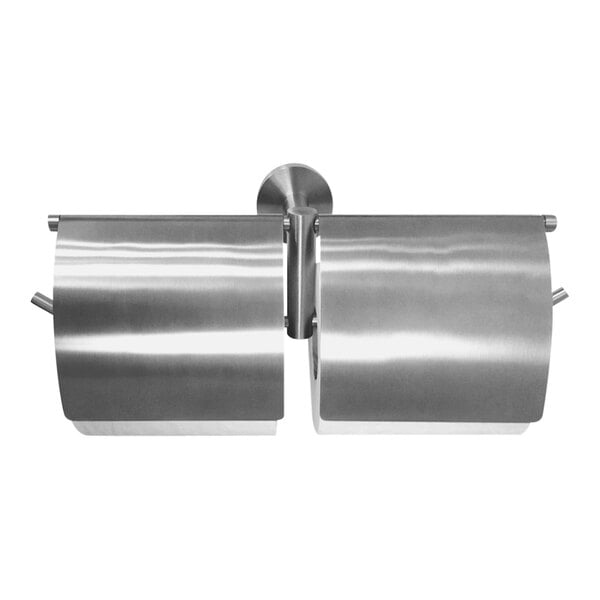 American Specialties, Inc. 10-7315-H Satin Stainless Steel Surface-Mounted Double Roll Toilet Tissue Holder with Hoods