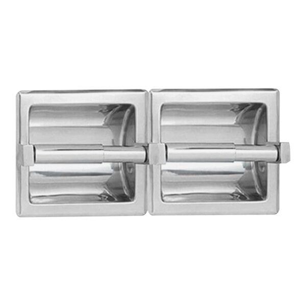 American Specialties, Inc. 10-74022-S Satin Stainless Steel Recessed Double Roll Toilet Tissue Holder