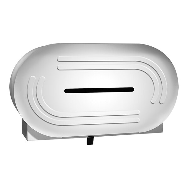 American Specialties, Inc. 10-0039 Stainless Steel Surface-Mounted Low-Profile Twin Roll Jumbo Toilet Tissue Dispenser