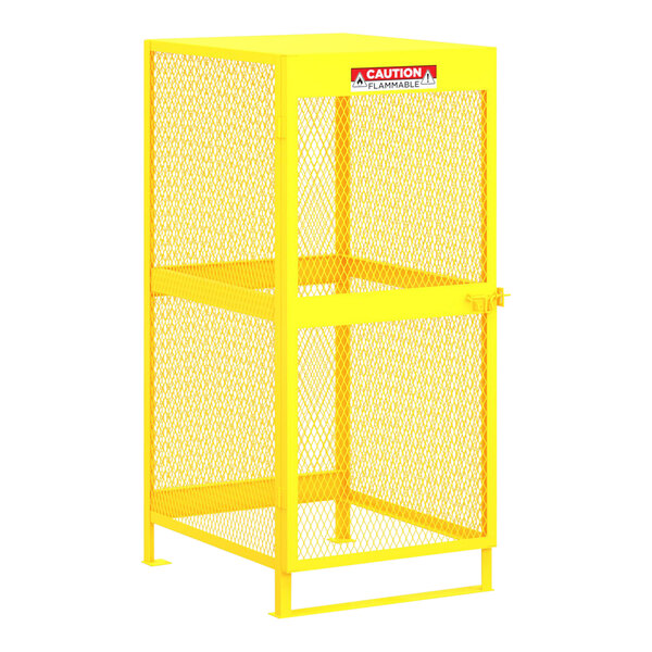 Valley Craft 32" x 40" x 71" Yellow Vertical Gas Cylinder Cabinet F89045 - 10 Cylinder Capacity