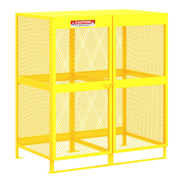 Valley Craft 62" x 40" x 71" Yellow Vertical Gas Cylinder Cabinet F89044 - 20 Cylinder Capacity