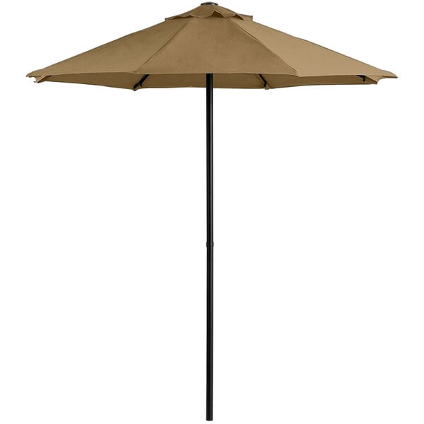 Lancaster Table & Seating 6' Round Mocha Push Lift Black Steel Umbrella