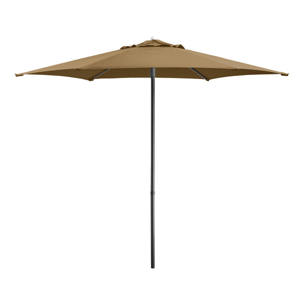 Lancaster Table & Seating 9' Round Sand Push Lift Black Aluminum Umbrella