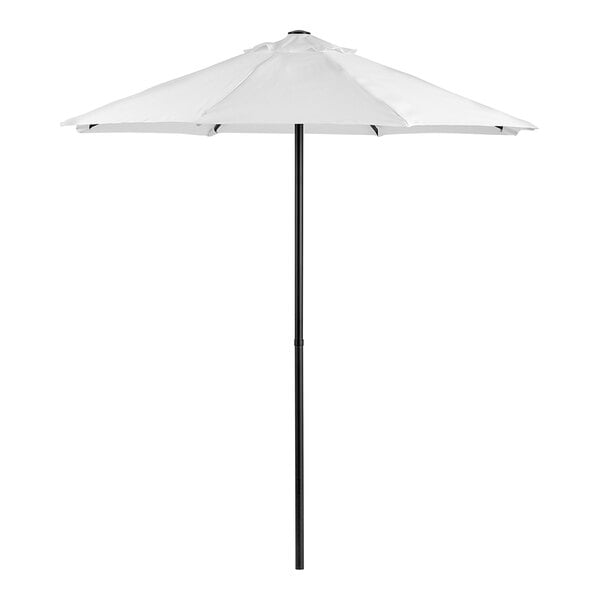 Lancaster Table & Seating 6' Round White Push Lift Black Steel Umbrella