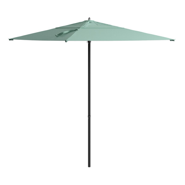 Lancaster Table & Seating 6 1/2' Square Glacier Push Lift Black Aluminum Umbrella