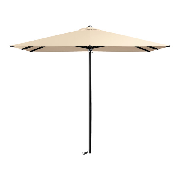 Lancaster Table & Seating 9' Square Sand Pulley Lift Black Aluminum Umbrella