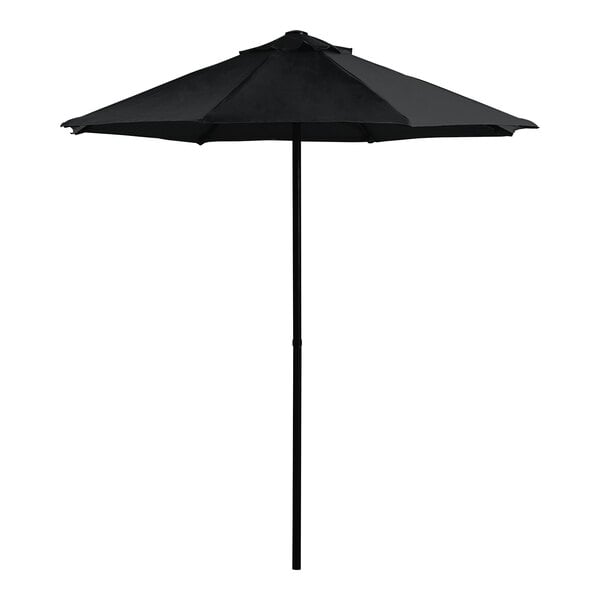 Lancaster Table & Seating 6' Round Pewter Gray Push Lift Black Steel Umbrella