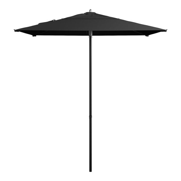 Lancaster Table & Seating 6 1/2' Square Black Push Lift Black Aluminum Umbrella