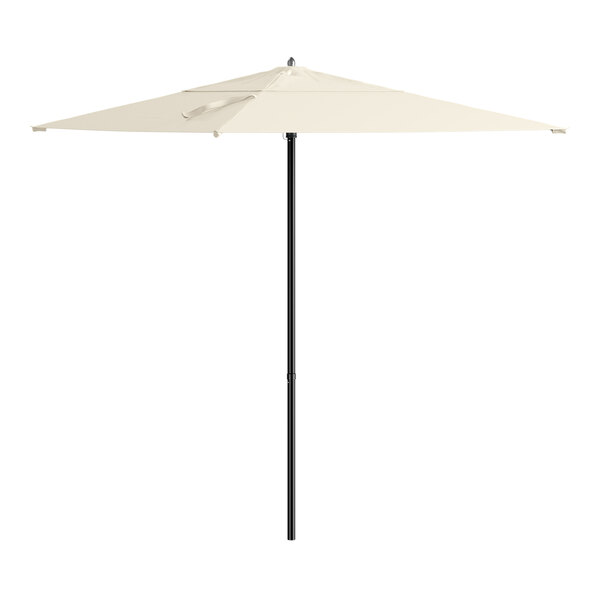 Lancaster Table & Seating 6 1/2' Square Ivory Push Lift Black Aluminum Umbrella