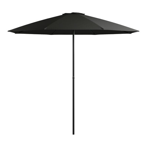 Lancaster Table & Seating 9' Round Black Push Lift Black Steel Umbrella