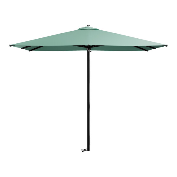 Lancaster Table & Seating 9' Square Glacier Pulley Lift Black Aluminum Umbrella