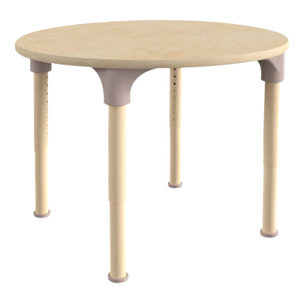 Flash Furniture Bright Beginnings 15"-23" Adjustable Height Round Beech Wooden Preschool Classroom Activity Table