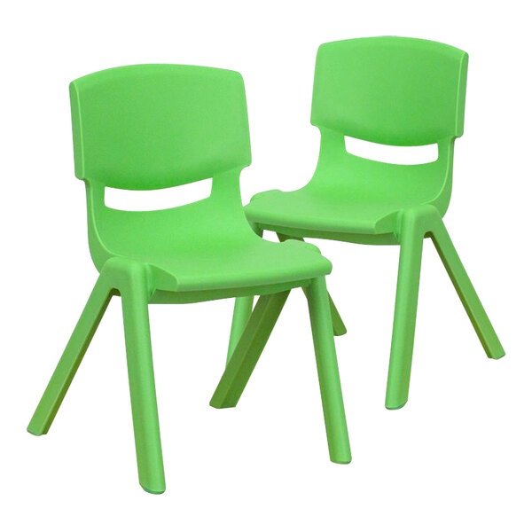Flash Furniture Whitney 12" Green Plastic Stackable Chair Set - 2/Set