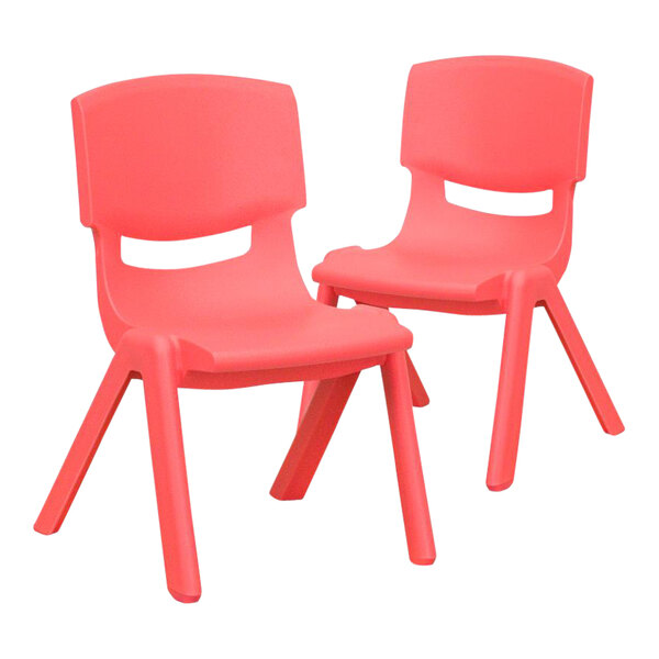 Flash Furniture Whitney 10 1/2" Red Plastic Stackable Chair Set - 2/Set