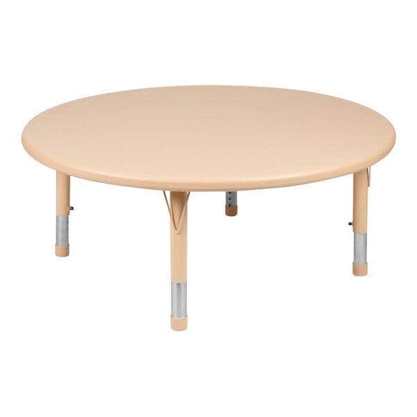 Flash Furniture Wren 14 1/2"-23 3/4" Adjustable Height Round Natural Plastic Classroom Activity Table