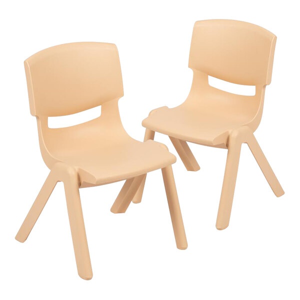 Flash Furniture Whitney 12" Natural Plastic Stackable Chair Set 2/Set