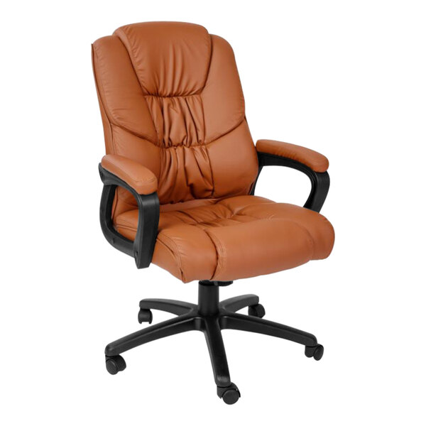 Flash Furniture Fundamentals Brown LeatherSoft Big & Tall High-Back Swivel Office Chair with Padded Arms
