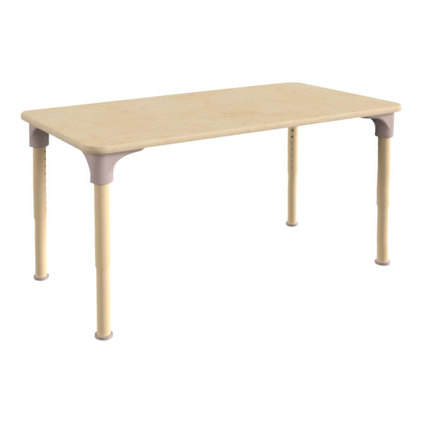 Flash Furniture Bright Beginnings 15"-23" Adjustable Height Rectangular Beech Wooden Preschool Classroom Activity Table