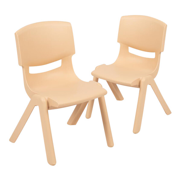 Flash Furniture Whitney 10 1/2" Natural Plastic Stackable Chair Set - 2/Set
