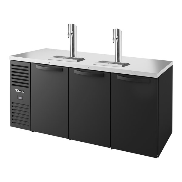 True TDR72-RISZ1-L-B-SSS-1 72" 2 Single Tap Kegerator Beer Dispenser - Black, (3) 1/2 Keg Capacity