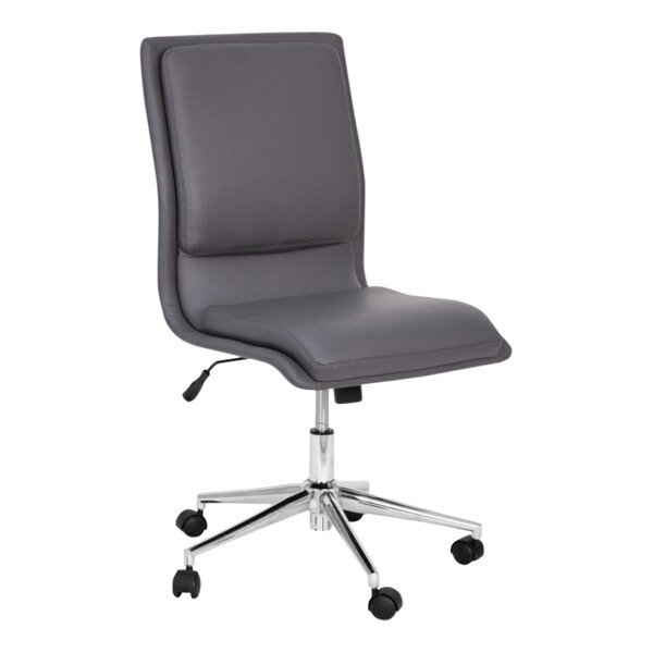 Flash Furniture Madigan Gray LeatherSoft Mid-Back Swivel Office Chair / Task Chair with Chrome Base