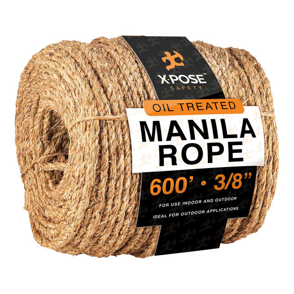 Xpose Safety 3/8" x 600' Natural Fiber Oil-Treated Manila Hemp Rope MR38-600-X