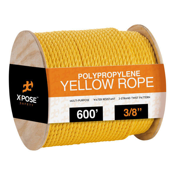 Xpose 3/8 x 600' Yellow Polypropylene Rope YPR38-600-X