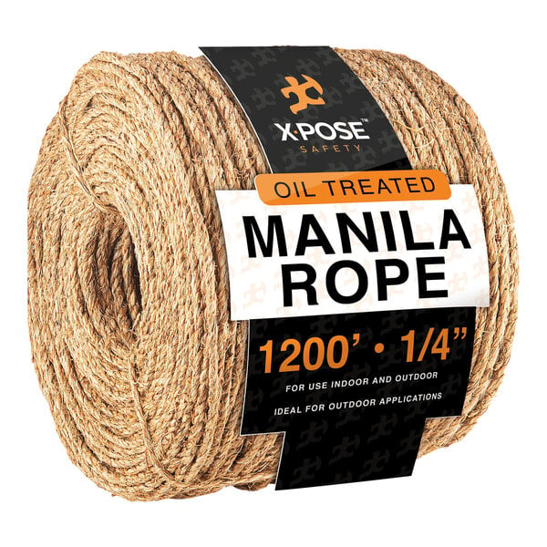Xpose Safety 1/4" x 1,200' Natural Fiber Oil-Treated Manila Hemp Rope MR14-1200-X
