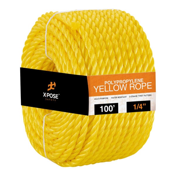 Xpose 1/4" x 100' Yellow Polypropylene Rope YPR14-100-X