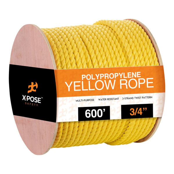 Xpose 3/4" x 600' Yellow Polypropylene Rope YPR34-600-X