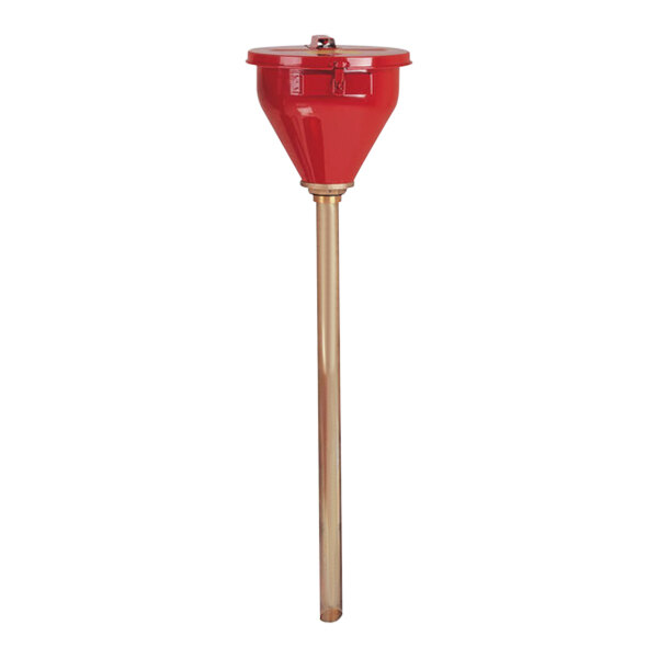 Justrite 10 3/4" Red Galvanized Steel Drum Funnel with 33" Flame Arrestor 08208