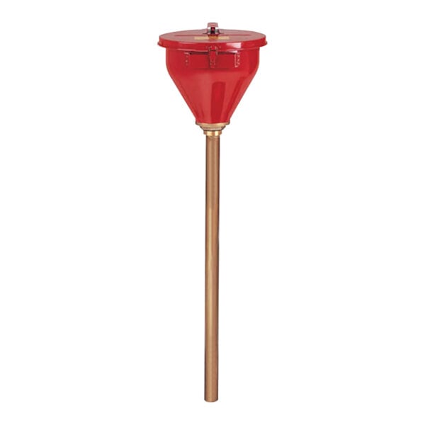 Justrite 10 3/4" Red Galvanized Steel Drum Funnel with 32" Flame Arrestor 08205