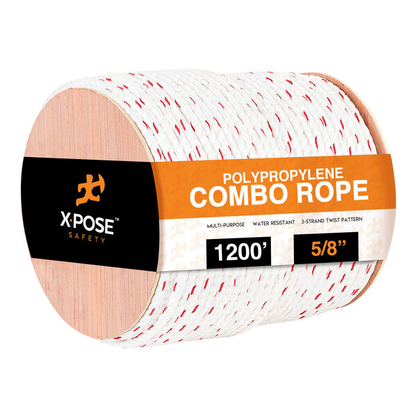 Xpose 5/8" x 1,200' White / Red Polypropylene Combo Rope PCR58-1200-X