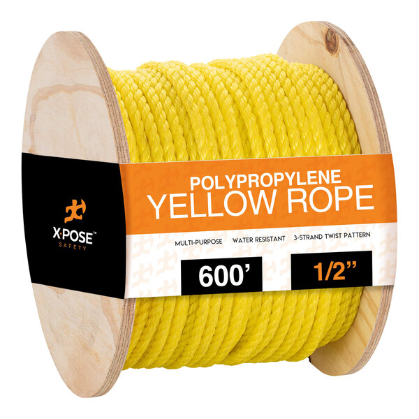 Xpose 1/2" x 600' Yellow Polypropylene Rope YPR12-600-X