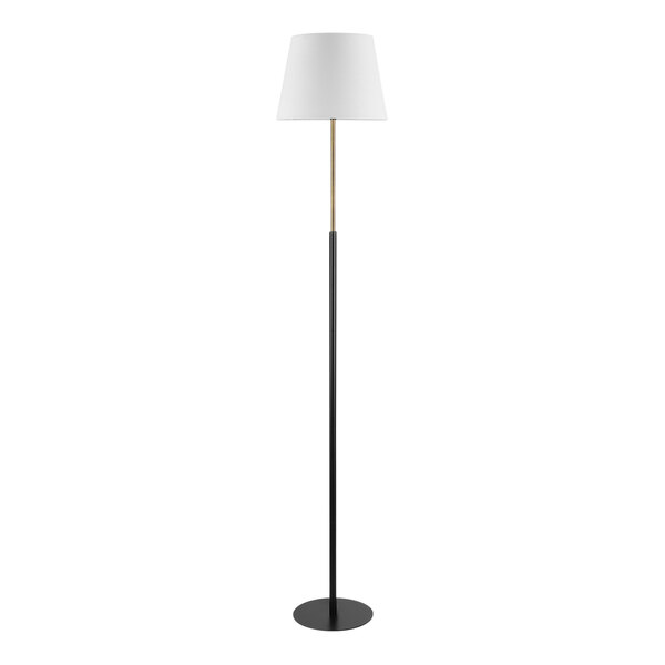 Globe 60" Minimalist Matte Black Floor Lamp with Matte Brass Accents - 120V, 60W