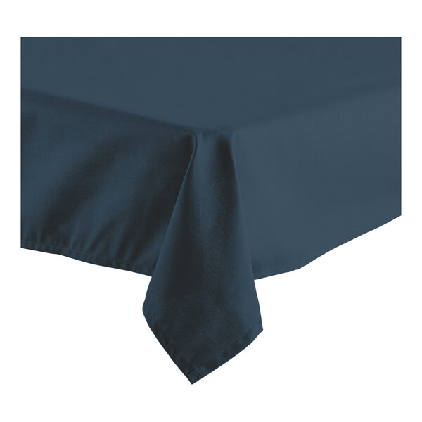 Oxford 54" x 96" Rectangular Navy Blue 100% Spun Polyester Hemmed Cloth Table Cover - 12/Case