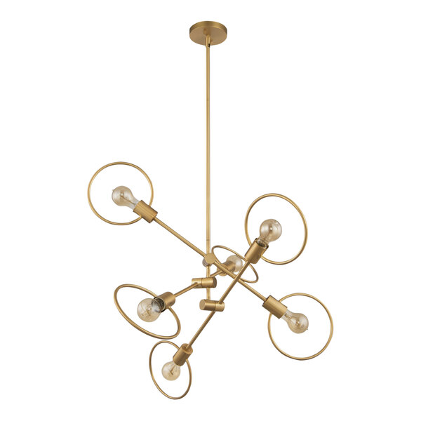 Element + Artifact Kimberly Brass 6-Light Circle Chandelier with Adjustable Arms - 120V, 40W