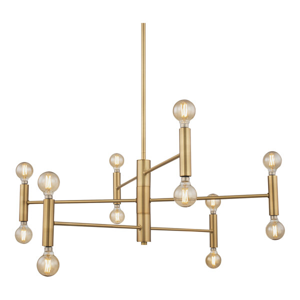 Element + Artifact Andrew Brass 12-Light Chandelier with Adjustable Arms - 120V, 40W