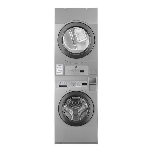 Crossover 3.5 cu. ft. 27" Front Load Electric Commercial Washer and 7.7 cu. ft. 27" Front Load Electric Commercial Dryer with Stacking Panel - Free Use