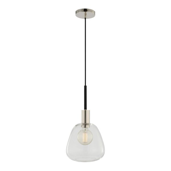 Element + Artifact Matthew 9" Diameter Matte Black and Polished Nickel Mini Pendant Light with Clear Glass - 120V, 40W