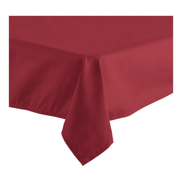 Oxford Rectangular Burgundy 100% Spun Polyester Hemmed Cloth Table Cover