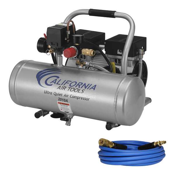 California Air Tools Ultra Quiet Oil-Free 2 Gallon Aluminum Tank Air Compressor with 25' Hybrid Air Hose 2010AH - 1 HP, 110V