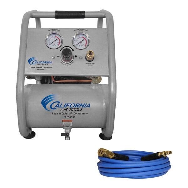 California Air Tools Light & Quiet Oil-Free 1 Gallon Steel Tank Air Compressor with Control Panel and 25' Hybrid Air Hose 1P1060SPH - 3/5 hp, 110V