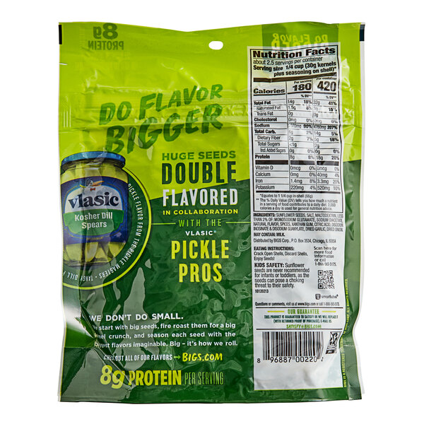 BIGS Vlasic Dill Pickle Flavored Whole Sunflower Seeds 5.35 oz.