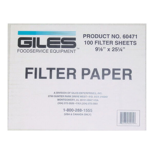 Giles 60471 9 1/8" x 25 1/4" Filter Paper for EOF-14
