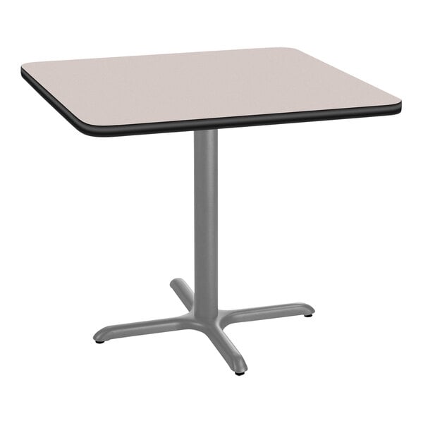National Public Seating 30" x 30" Gray Nebula Standard Height Cafe Table with Particleboard Core, X Base, and Gray Frame